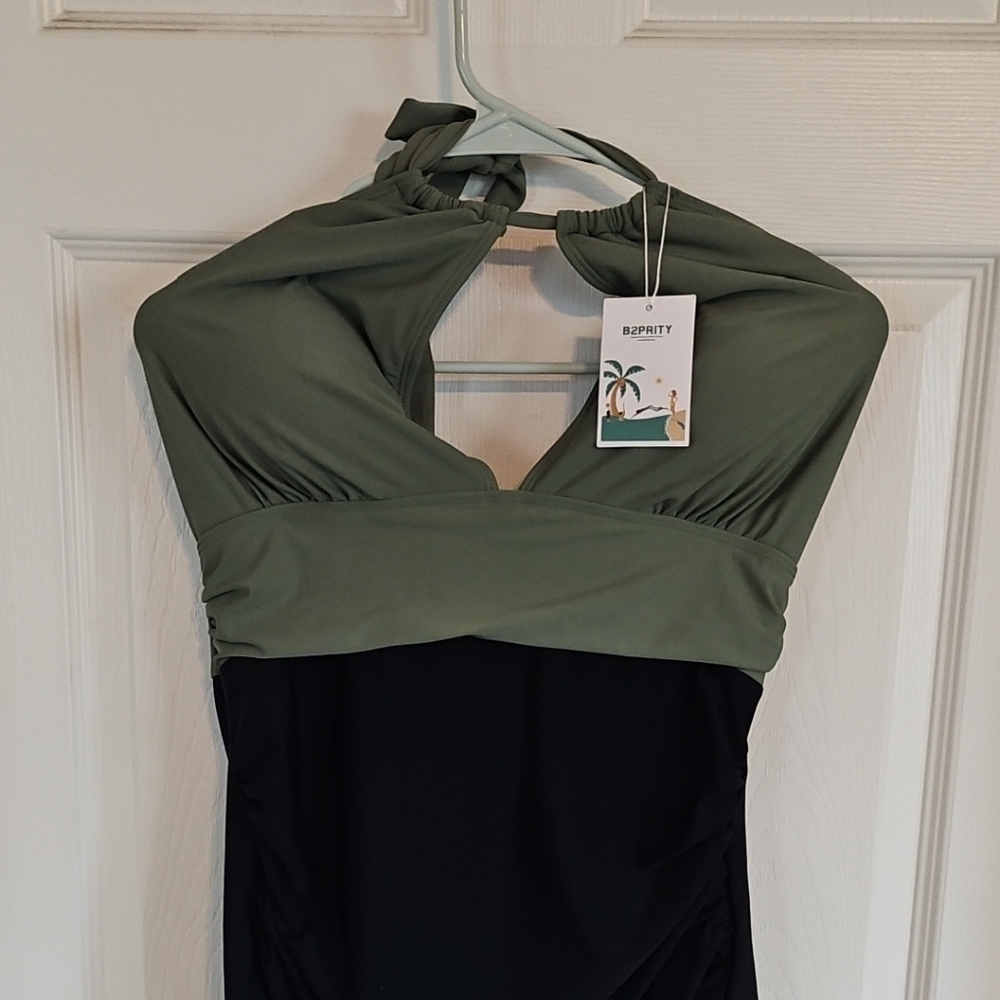 Esprit Olive and Black One Piece Swimsuit